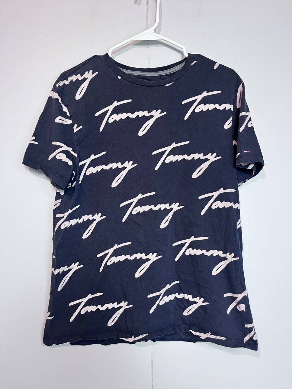 Tommy Hilfiger Denim All-Over Logo T-Shirt Size M Navy